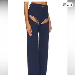 Camila Coelho Midnight Blue Cut-Out Wide Leg Pants